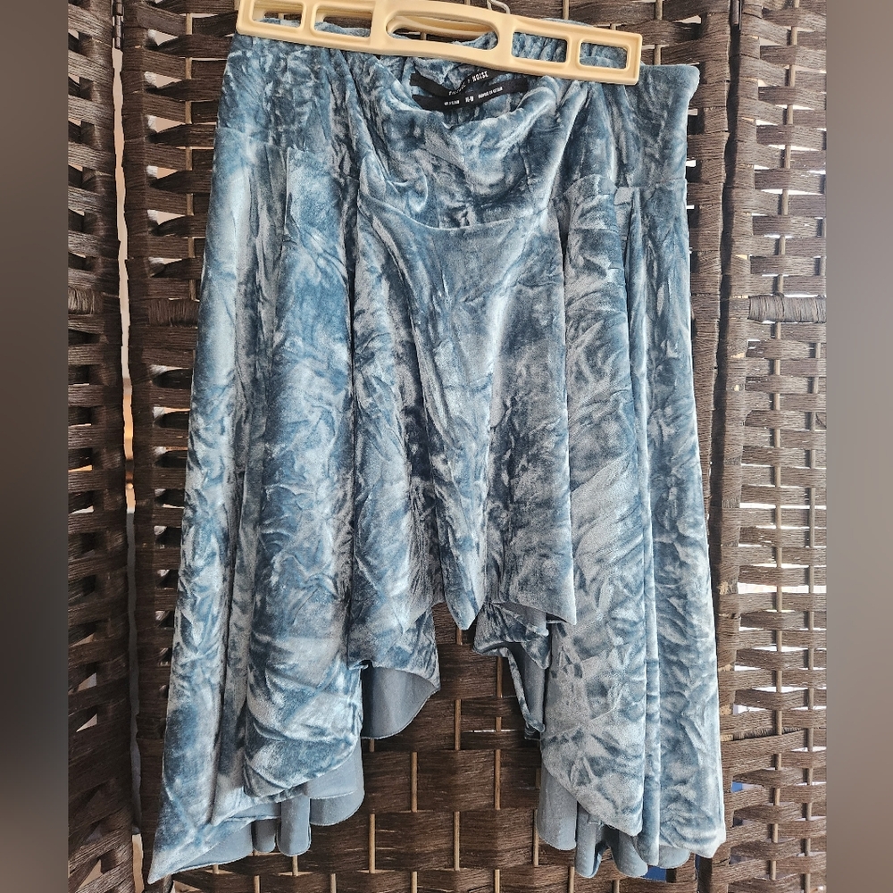 Silence + Noise Blue Patterned VELVET Midi Skirt Fairycore